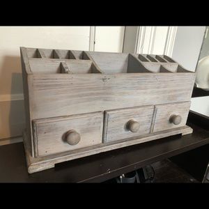 Rustic wood desk/craft/makeup organizer